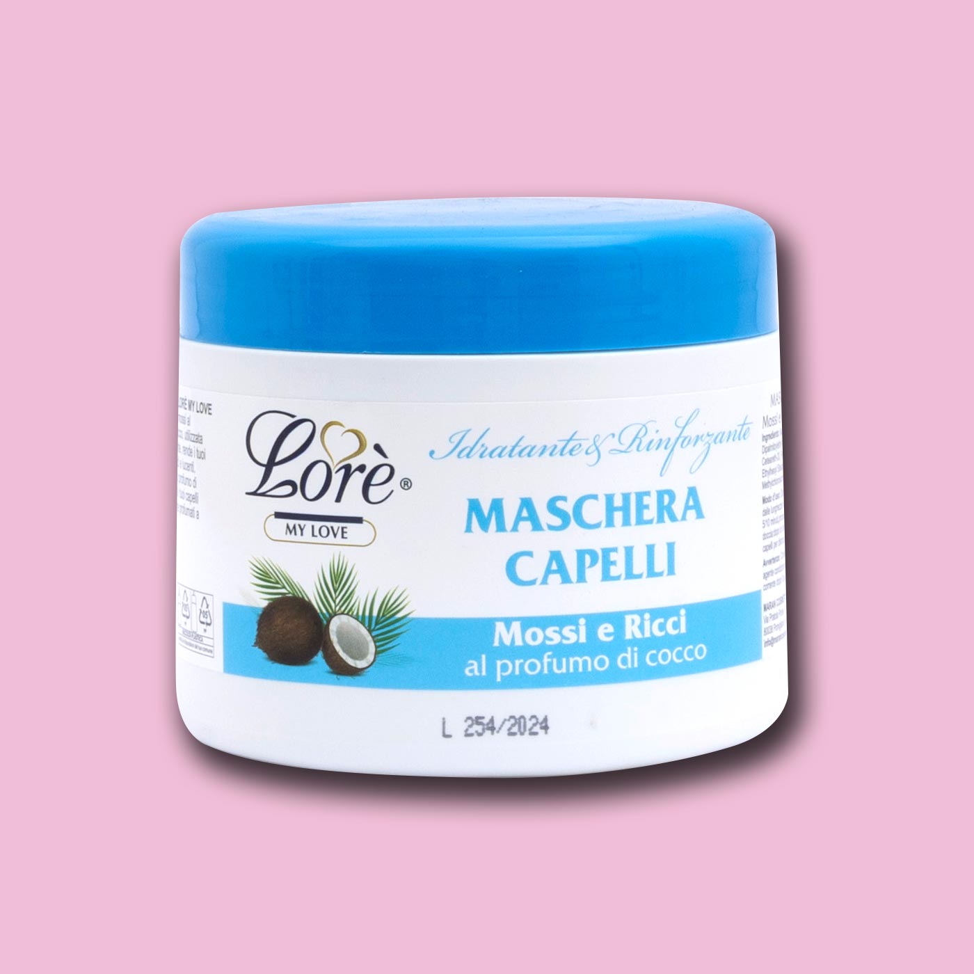 MASCHERA CAPELLI MOSSI E RICCI LORE' al profumo di cocco